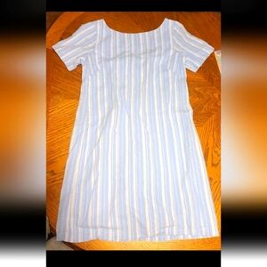 Anthropologie mini dress blue and white